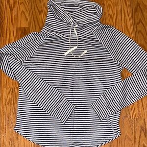 Black & white striped cowl neck sweatshirt